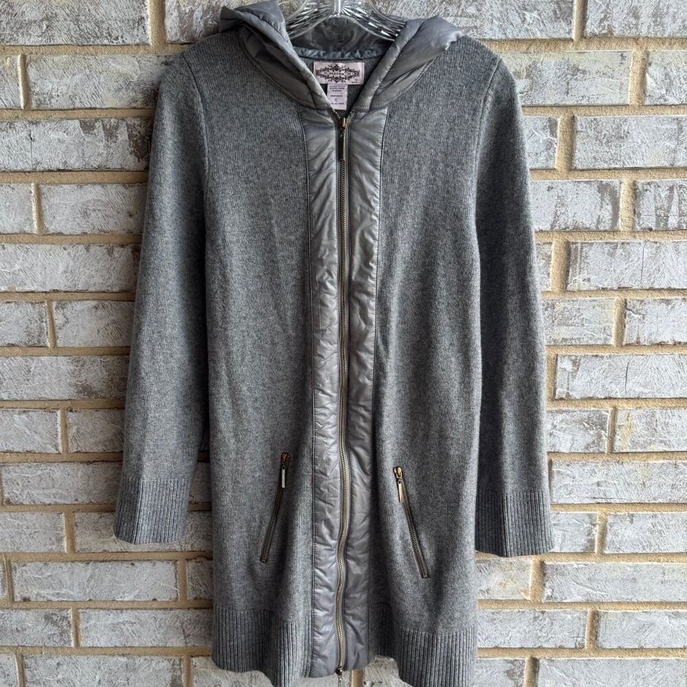 Oliver by Escio Long Sleeve Zip Front Hooded Wool Blend Cardigan Sweater Size XL